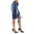 thumbnail image 3 of Fashion2Love Womens Junior Plus Size Juniors below Knee Length Midi Pencil Ripped Denim Skirt, 3 of 10