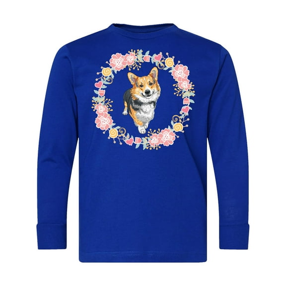 Inktastic Corgi Wreath for Dog Lovers Long Sleeve Youth T-Shirt