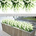 thumbnail image 3 of 20 Bundles Artificial Flowers for Outdoor Summer Decoration, UV Resistant Faux Outsides Plastic Greenery Shrubs Artificial Plants Fake Flowers Planter Home Cemetery Decor(White), 3 of 5