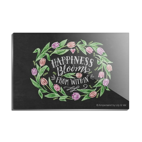Happiness Blooms from Within Rectangle Acrylic Fridge Refrigerator Magnet