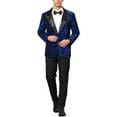 thumbnail image 2 of INSPIRE CHIC Men's Blazers Formal Tuxedo Peak Lapel One Button Glitter Argyle Sequin Blazers XL Royal Blue, 2 of 7