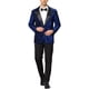 thumbnail image 2 of BLAZERS DE HOMBRE INSPIRE CHIC Con Solapa Pico, Un Botón, Brillante, Argyle, Lentejuelas, Talla XL, Azul Real, 2 of 7