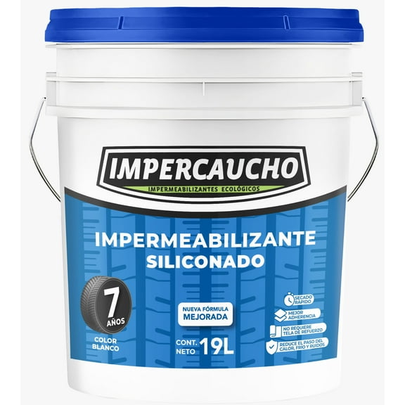 Impermeabilizante Impercaucho Siliconado y Mejorado 7A Blanco 19L