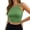 Green, variant on Women’s Workout Ribbed Crop Tank Top Sleeveless Racerback High Neck Top Stretchy Fitted Yoga Gym Spandex Crop Tops