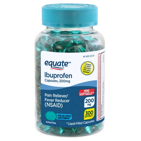 Equate Ibuprofen Mini Softgel Capsules, 200 mg, 300 Count