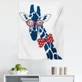 thumbnail image 1 of Giraffe Tapestry, Hipster Animal Neck Bowtie and Nerd Glasses Cartoon Fauna Composition, Fabric Wall Hanging Decor for Bedroom Living Room Dorm, 5 Sizes, Blue Vermilion and White, by Ambesonne, 1 of 1