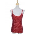 thumbnail image 3 of Womens Shimmer Sequins Club Spaghetti Strap Camisole Vest Tank Tops, 3 of 5