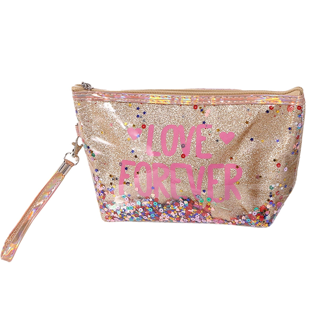 Sequin Printed Alphabet Makeup Bag Cartoon Cosmetics Toiletry Travel