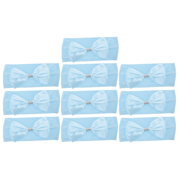 Unique Bargains 10Pcs Chair Sashes Bow Stretch Cover Band for Wedding Christmas Dark Blue