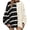 Black, variant on Color Block Patchwork Striped Print Women Oversize Loose Knit Sweater Pullover