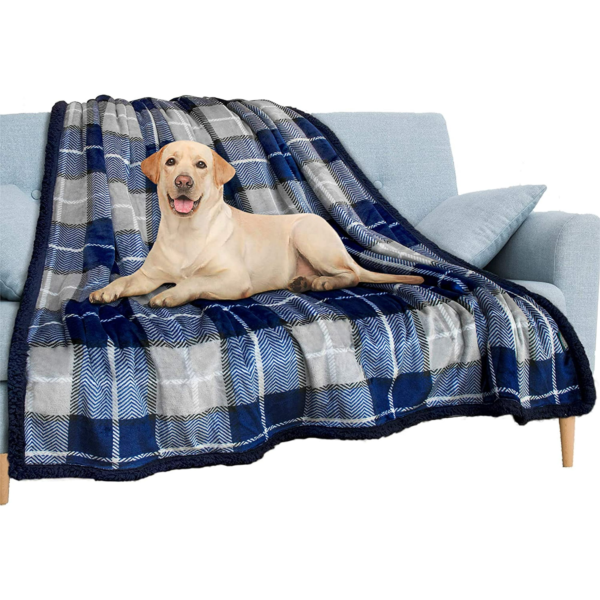 Waterproof Blanket Water Resistant Pee Proof Couch Sofa Bed Protector Cover for Baby Elders Premium Soft Plush Sherpa Fleece Throw and Blanket 60x80 Inches Plaid Navy Walmart