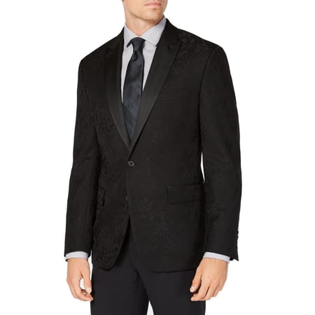 Ryan Seacrest Mens Blazer Floral Jacquard Slim Fit Tonal Black 40