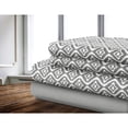 thumbnail image 1 of Safdie & Co. Sheet Set Microfiber 4PC D Ikat Printed Solid Grey, 1 of 2