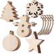 thumbnail image 1 of 50pcs Wooden Christmas Ornaments, Diy Christmas Decorations, Christmas Tree, Wood Star, Round Disc, Snowflake, Snowman., 1 of 5