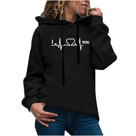 Women's Hoodie Long Sleeve Sweatshirt Pullover Print Comfortable Drawstring  Blouse Tops | Walmart Canada