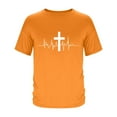 thumbnail image 4 of Mens Oversized Shirts Crew Neck Short Sleeve Shirt Heartbeat Cross Tshirts Drop Shoulder Tops Solid Color Basic Tees Summer Breathable Outfits 2026 Stylish Casual Blouses, 4 of 5