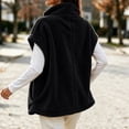 thumbnail image 6 of Kinrui Womens Fuzzy Fleece Vest Oversized Casual Warm Sherpa Jacket Sleeveless Button Down Outerwear with Pockets Solid Color Cap Sleeve Loose Fit Fall Winter Coats Black XXXL, 6 of 7