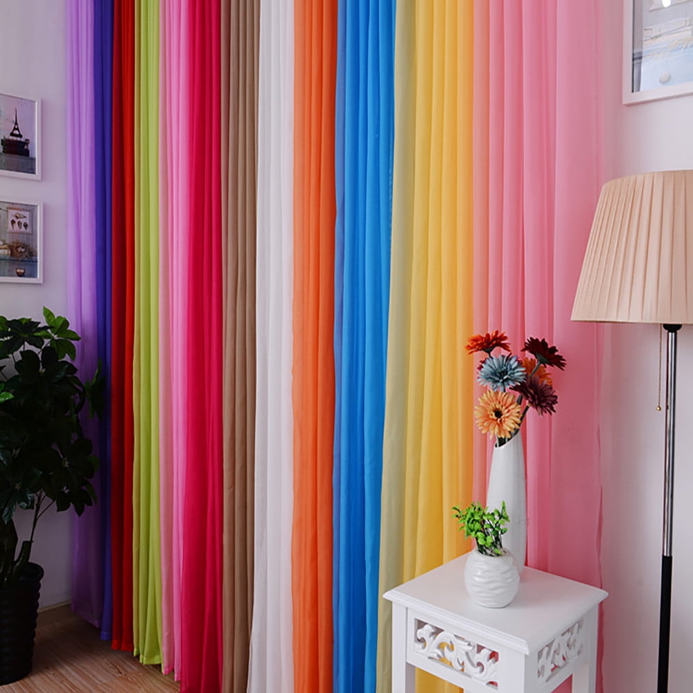 Blue Curtains 2Pack Sheer Curtains 98 Inches Long Colorful Curtains for Living Room Playroom Nurseries Bedroom Window Drape Panel Sheer Scarf Valances Cotton Material Variation Of Colors