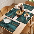thumbnail image 5 of Teal Brown Vintage Wood Placemats Set of 8 Abstract Retro Shabby Plank Place Mats Indoor Wipeable Table Mats Washable Cloth Dining Table Placemats for Kitchen Holiday Party Home Decor 13x19 Inch, 5 of 9