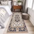 thumbnail image 2 of Vintage Floral Washable Area Rug 2 x 6 ft Brown Navy Classical Bohemian Farmhouse , Soft Non Slip Rugs Stain Repellent Indoor Felt Carpet for Living Dining Room Bedroom Home Office, 2 of 9