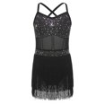 thumbnail image 6 of iiniim Girls Sparkly Rhinestone Tassel Dress Latin Jazz Ballroom Salsa Dance Leotard Fringe Skirted Black 10, 6 of 7