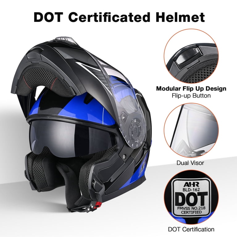 AHR RUN-M3 Modular Flip Up Helmet Full Face Dual Visor DOT Motorcycle Bike S AHR RUN-M3 Modular Flip Up Helmet Full Face Dual Visor DOT Motorcycle Bike S