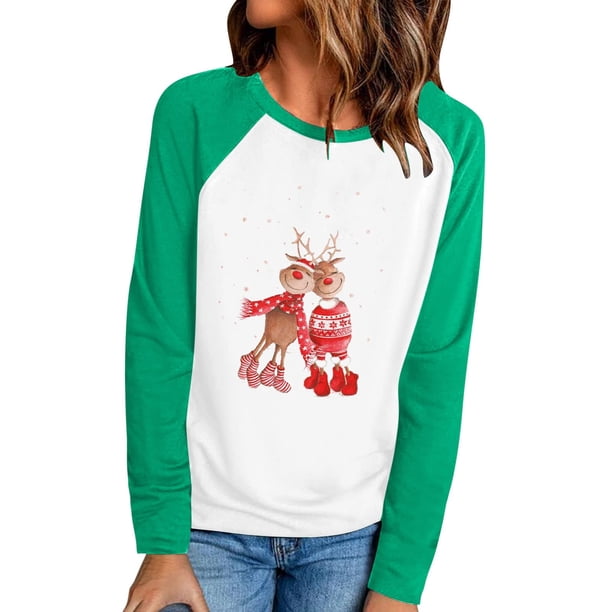 Tops de mujer Camisas Blusas Elegantes Camisas casuales de manga larga Cuello redondo de Navidad Ajuste ligero Túnica de otoño Top Otoño Odeerbi ODB-5