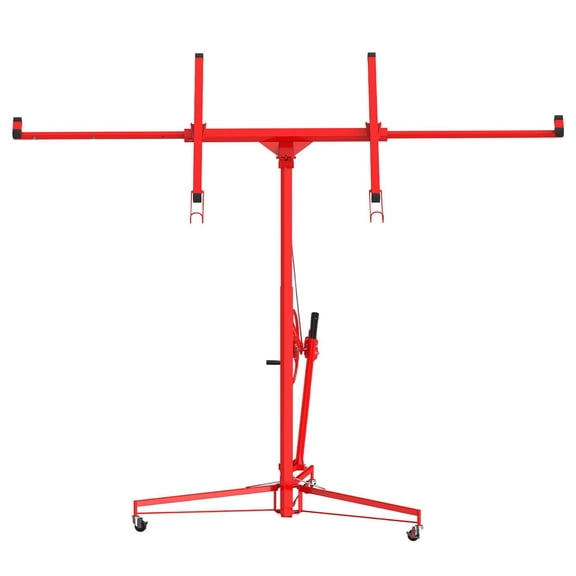 Kojooin Heavy Duty Drywall Lift, 11 ft – 150LBS Panel Hoist Jack with Rolling Base, 360° Adjustable Telescopic Arm & Locking Wheels