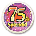 thumbnail image 2 of Beistle Pack of 6 "75 & Splendid" Decorative Blinking Birthday Buttons 2", 2 of 2
