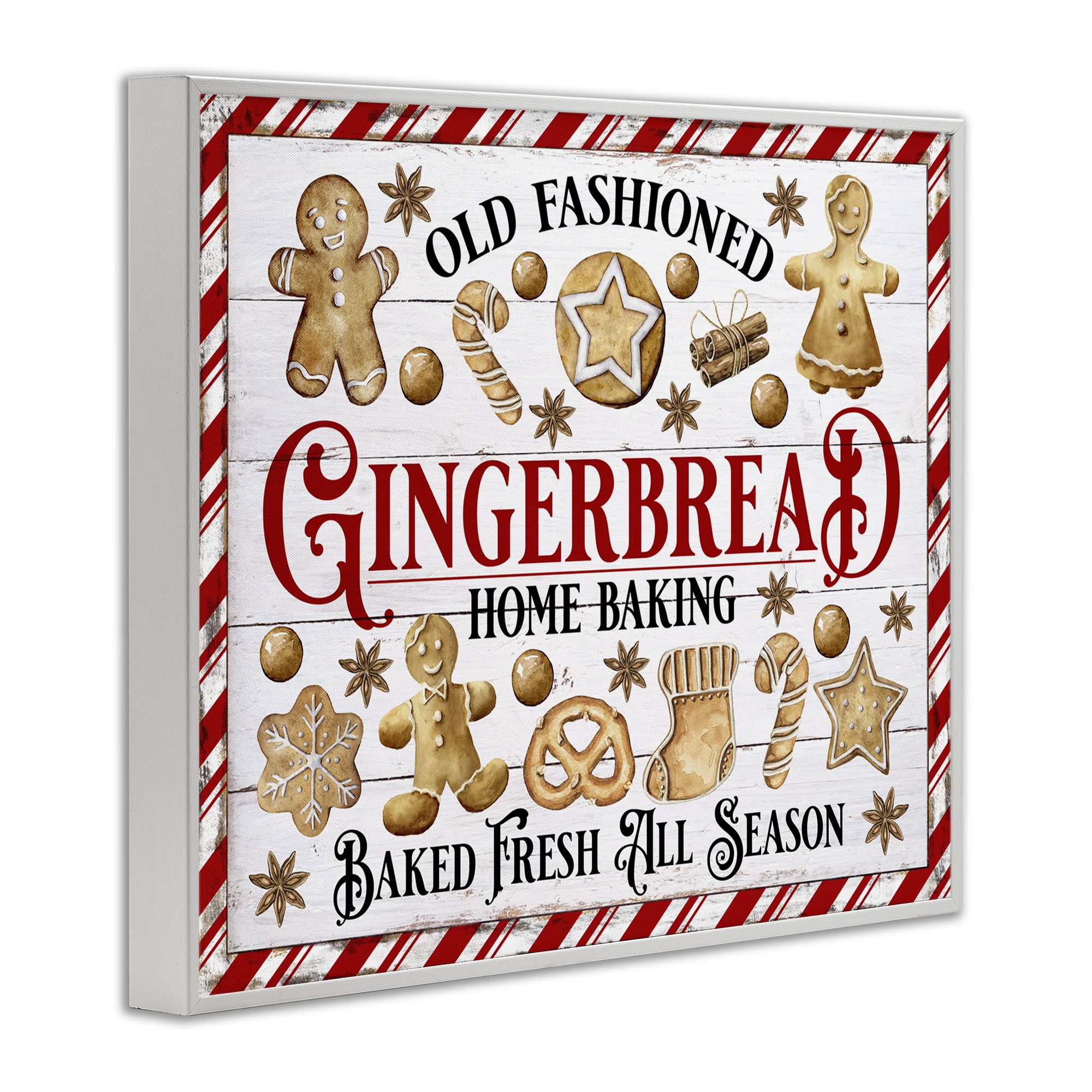 Stupell Industries Old Fashioned Gingerbread Holiday Painting White Framed Art Prints Wall Art, 14 x 11