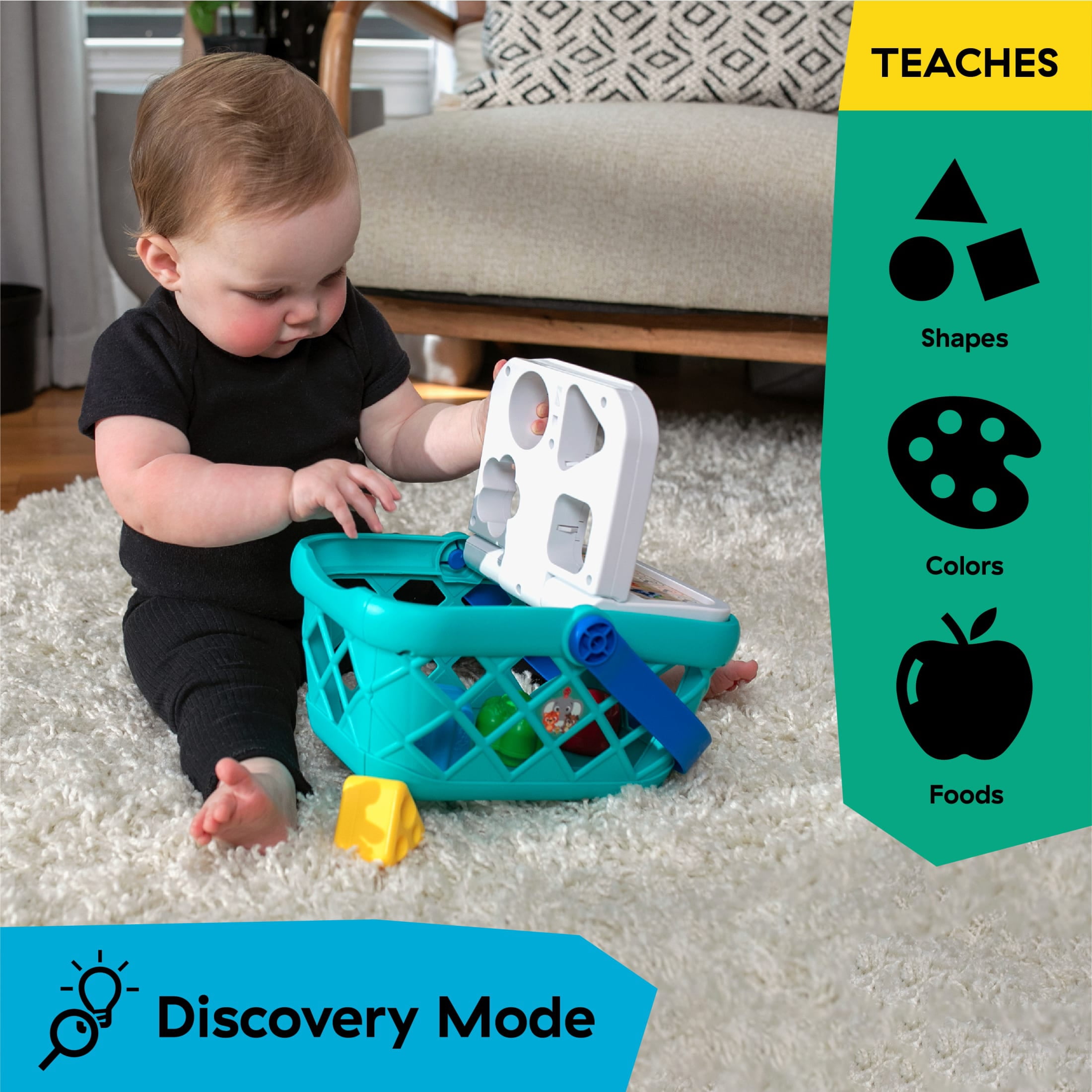 Baby Einstein + Hape Shopping Basket Pretend to Shop Toy, Ages 9 Months and Up