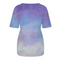 thumbnail image 5 of Baqcunre Womens Shirts Ladies Summer New Gradient Tie Dye Printing Trend Women'S Short Sleeves Womens T Shirts Womens Tops Purple XL, 5 of 7