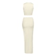 thumbnail image 4 of XIAOCHA Women's Two-Piece Skirt Set Sleeveless Crew-Neck High-Slit Summer Club Midi Suit, 4 of 5