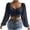 Navy, variant on GigrtiJin Women Long Sleeves Drawstring Shirts Fashion V-Neck Solid Color Blouse Long Sleeves Casual Slim Crop Top