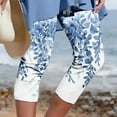 thumbnail image 2 of Elainilye Fashion Capris for Women Summer Casual Drawstring Printed Cropped Pants Loungewear,Blue, 2 of 5