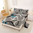 thumbnail image 2 of Castle Fairy Abstract Overlap Ring Queen Sheets 4 Pieces,Minimalist Hollow Circle Graphic Queen Sheet Sets,Black White Sky Blue,1 Flat Sheet, 1 Fitted Sheet and 2 Pillowcases, 2 of 7
