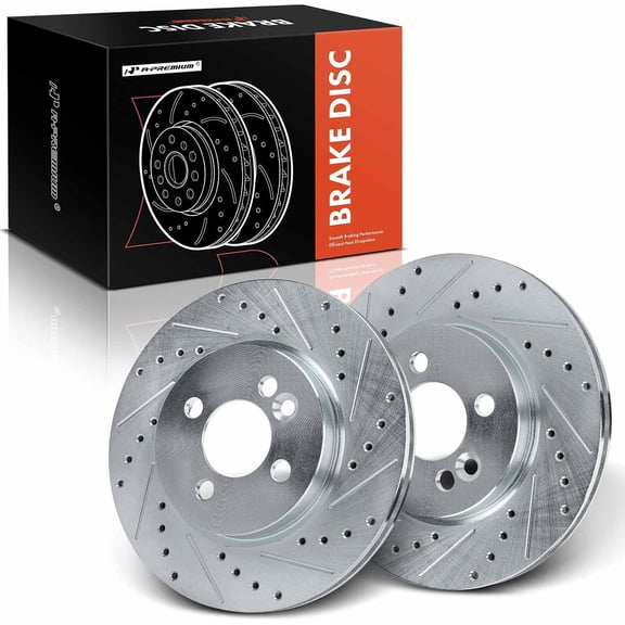 A-Premium 11.01 inch (279.70mm) Front Drilled and Slotted Disc Brake Rotors Compatible with Mini Models - Cooper 2007 2008 2009 2010 2011 2012 2013 2014 2015, 2-PC Set