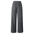 thumbnail image 4 of Side Button Wide Leg Pants for Women Cotton Linen Blend Elastic Waist Pockets Casual Trousers 2026 Trendy Fashion Wear for Daily and Casual Outings, 4 of 6