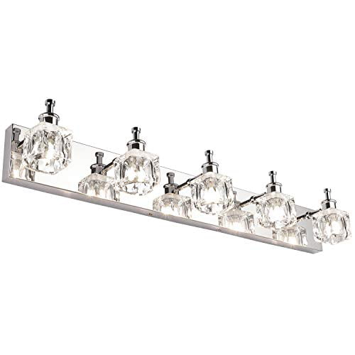 PRESDE Bathroom Vanity Light Fixtures Over Mirror Modern LED 5 Lights Glass 