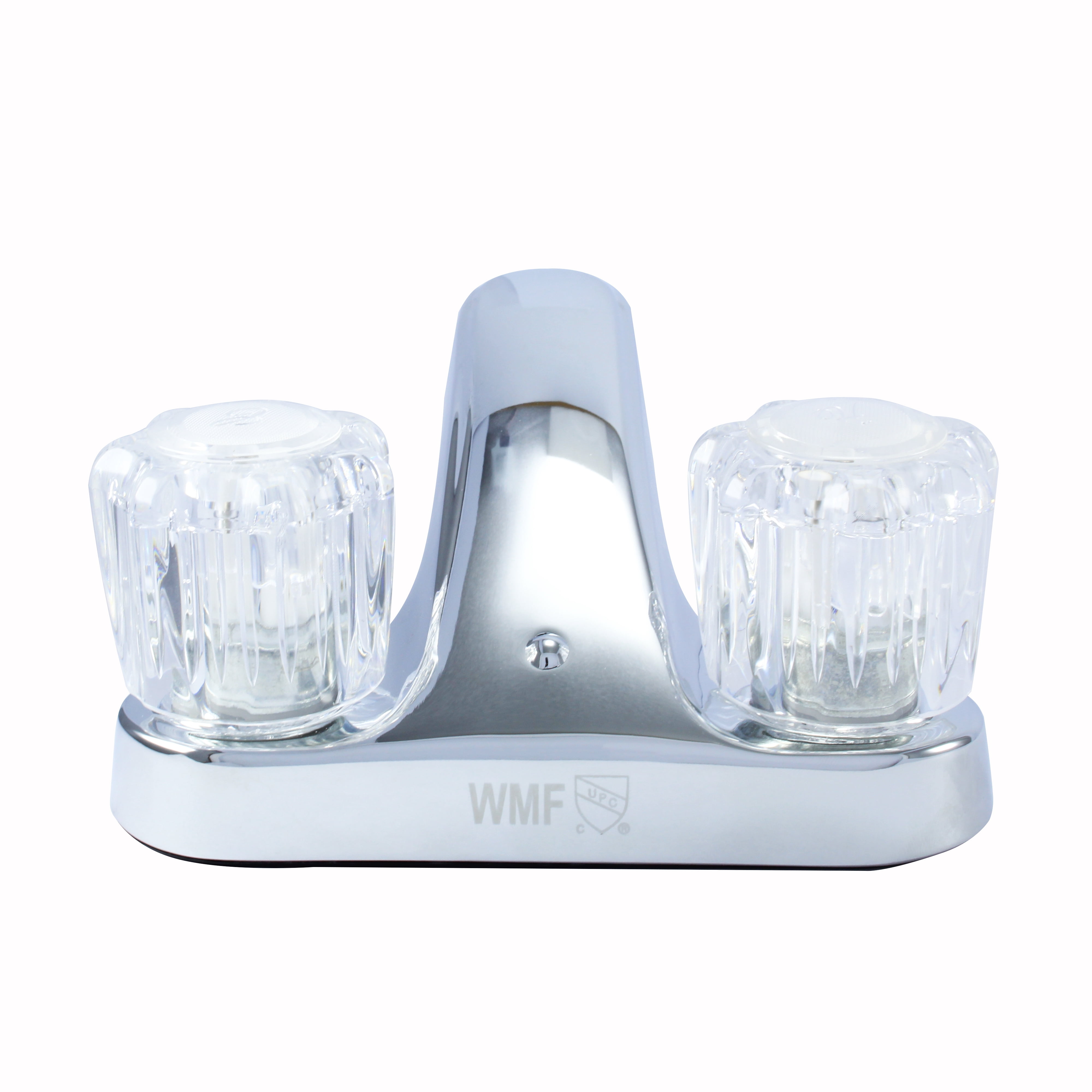 WMF-4224EUZ-CP - Hybrid Metal Deck Lavatory Bathroom Sink Faucet with Washerless Cart. Acrylic Double Handle