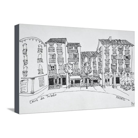 Calle de Toledo shopping street, Madrid, Spain Stretched Canvas Print Wall Art By Richard