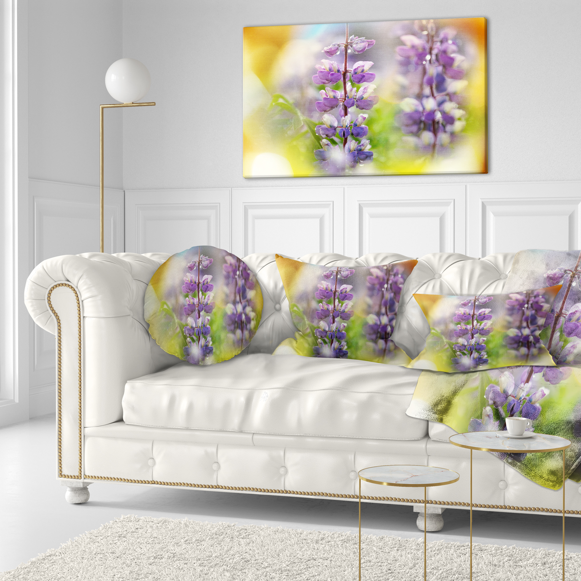 Designart Beautiful Blue Lupin Flowers - Flower Throw Pillow - 12x20