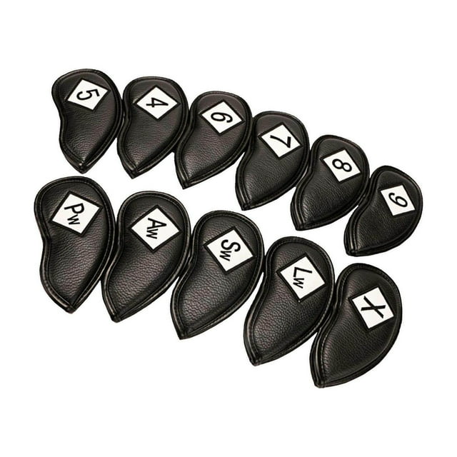 Golf Iron Couvre-Chef de Club Couvre-Chef Protecteur de Protection Autocollant de Fermeture Imperméable PU Noir + Blanc