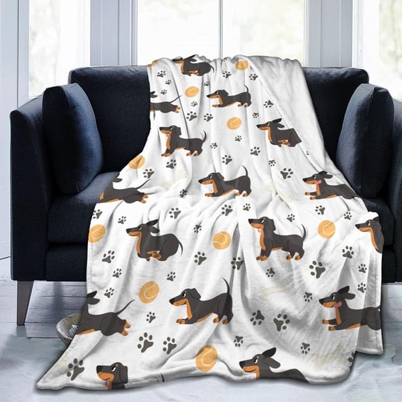 Dachshund Throw Blanket Soft Fleece Blankets Plush Comfy Microfiber Throws Decor for Home Bed Couch Living Room Sofa Cozy Warm Gifts for Women Boys Girls 50" X 60" Lightweight