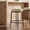 Antique Bronze Backless, variant on Morden Fort Counter Height Bar Stool, 26" Metal Bar Stool with Hammered Metal Legs & Curved Low Back for Kitchen Island, Upholstered Linen Seat Cushion Island Chair, Gold