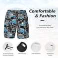 thumbnail image 3 of Yiaed Blue Excavator Print Mens Swim Trunks Bathing Suit Compression Liner Beach Swim Shorts Swimwear Quick Dry Zipper Pocket No-Chafing Board Short-, 3 of 6