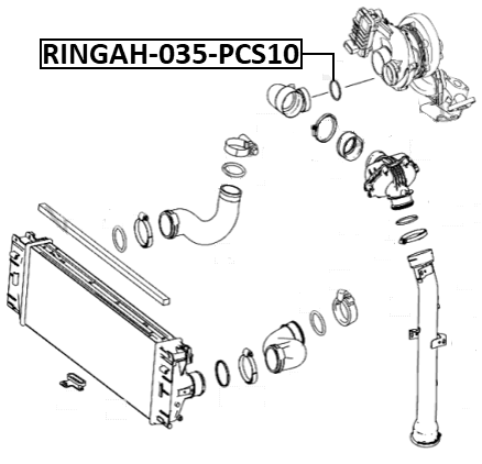 RINGAH-035-PCS10 Genuine Febest AIR INTAKE HOSE SEAL PIECES x10 A0149976445