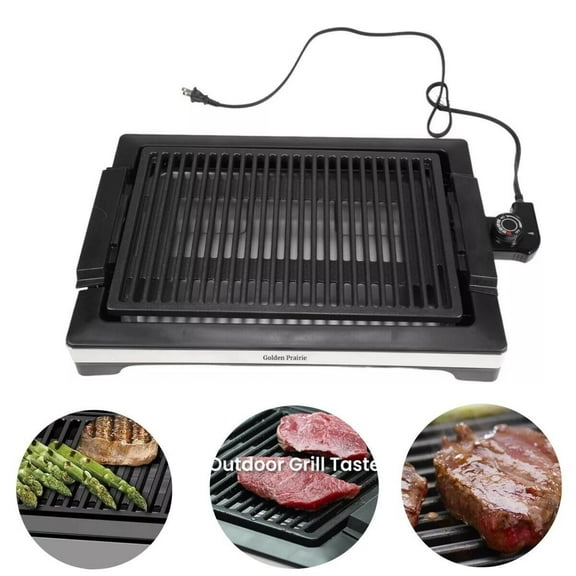 1600W Electric Smokeless Indoor Grill, Non-Stick Grilling Grate For Cooking BBQ