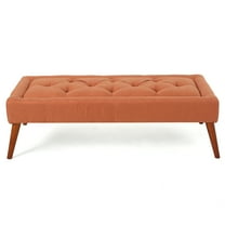 Noble House Mayflower Fabric Tuft Top Ottoman, Orange