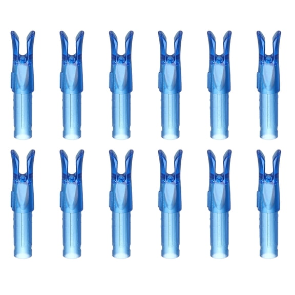 Uxcell Archery Arrow Nocks, Plastic Nocks Replacement Arrows Tail Accessory-Fitting For (DIY Hunting Shooting/Compound/Recurve Bow) 6.2MM/0.24" ID & 12 Pcs & Plastic & Transparent Blue